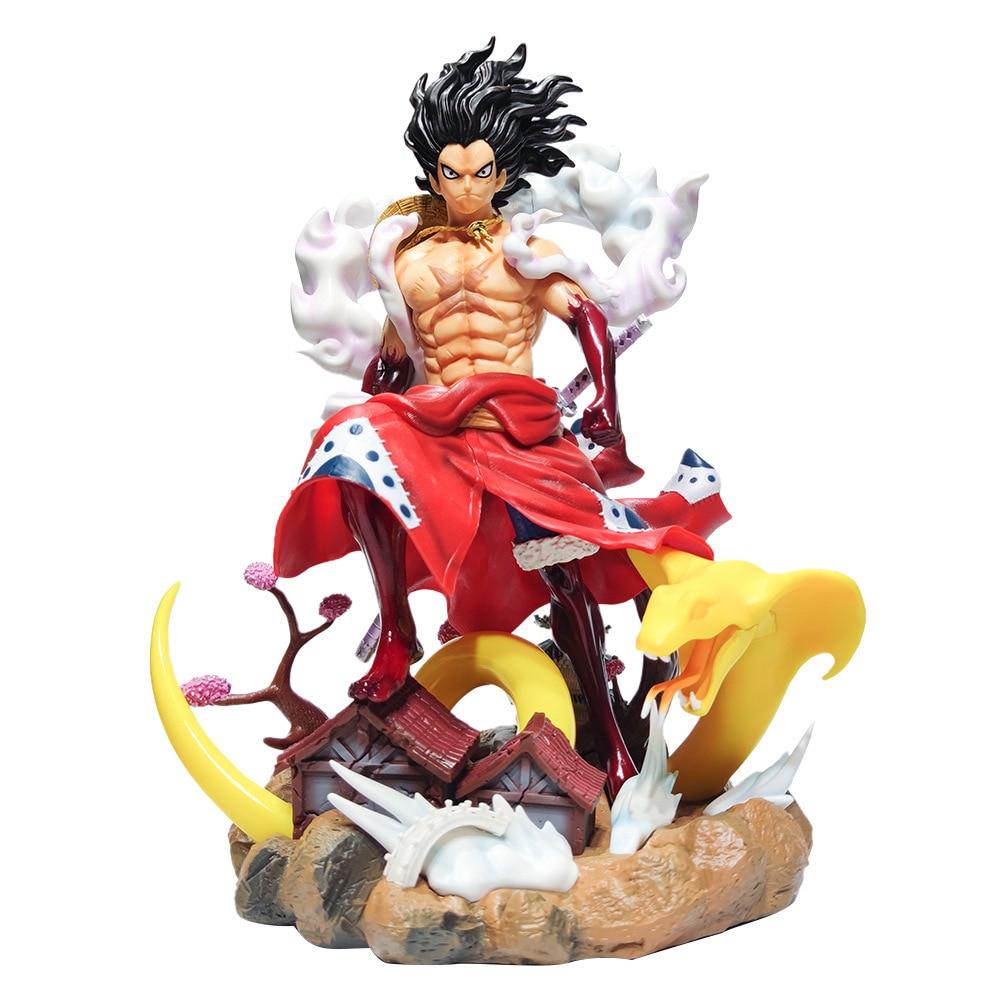 35cm One Piece Anime Cartoons Figure Gk Luffy Pvc The Kimono Collectible Model Toy Figurine Doll Gift Figma Replaceable Head