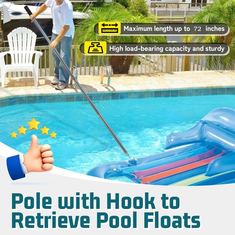 Pool Robot Cleaner Recycling Hook with Adjustable Telescopic Rod Cleaner Accessories for Lifting Skimmer Basket Handle Cover