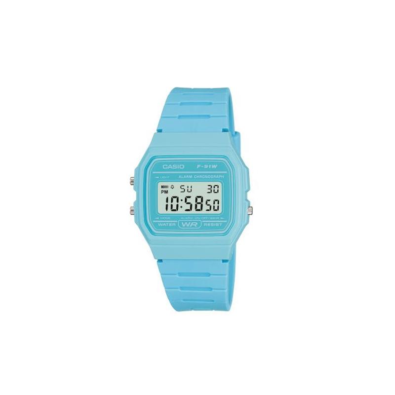 Casio Серия STADARD модный тренд простой ретро классический маленький квадратный ЖК-дисплей спортивный водонепроницаемый кварцевый механизм полимерный ремешок японский F-91WC-2AEF