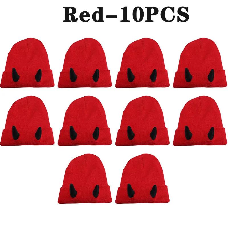 Вязаная шапка-бини с рогами дьявола для взрослых, новинка для женщин и мужчин, кепка с рогами демона на Хэллоуин, зимняя теплая хип-хоп-шапка