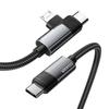 ESSAGER 2m 65W Aluminum Alloy Data Cable 2 in 1 Type-C to Type-C+M Micro Fast Charging Cable