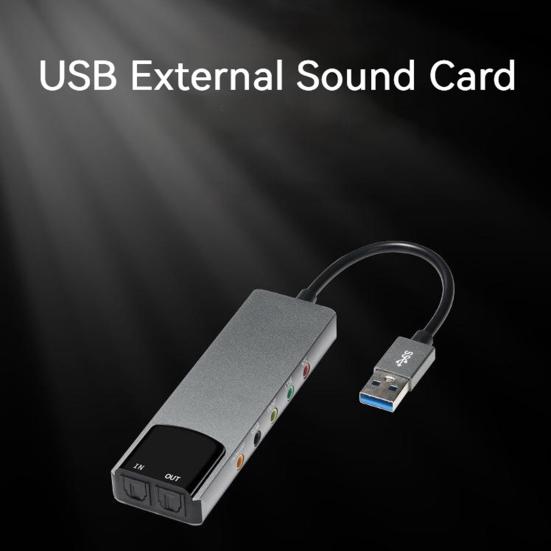 Звуковая карта USB-оптоволокно SPDIF Звуковая карта Компьютер Внешняя многофункциональная звуковая карта Поддержка AC-3 для DTS-совместимой звуковой дорожки 5.1