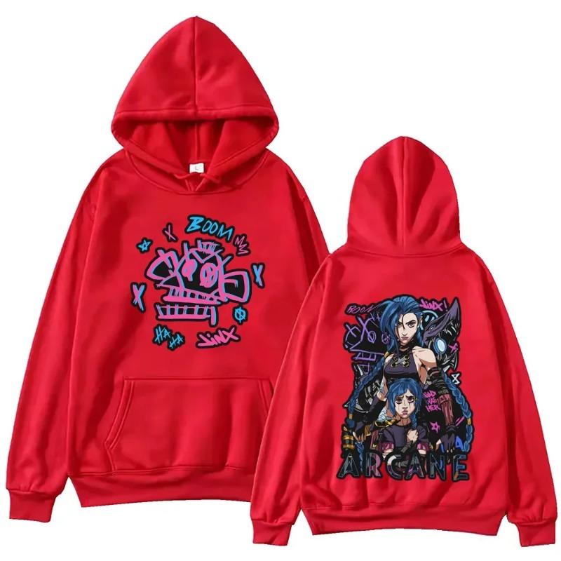 Горячая аниме-толстовка Arcane Harajuku Hip Hop Pullover Tops Sweatshirt Fans Gift Sweatshirt Harajuku Anime Hoodies & Sweatshirts Men's