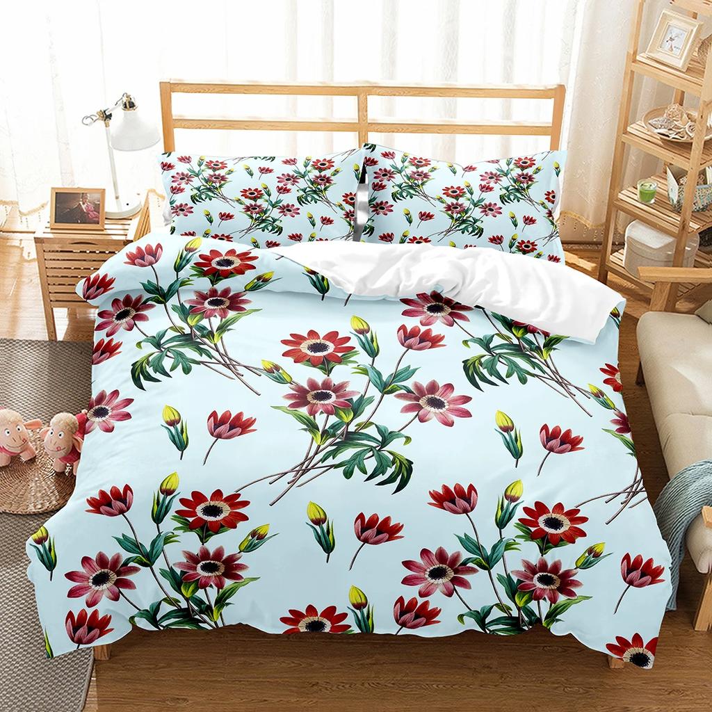 Ботанический Цветочный Пододеяльник Односпальный Кингсайз Садовые Листья Цветочный Постельный Комплект Полиэстер Тема Природы Покрывало Для Девочки Женщины