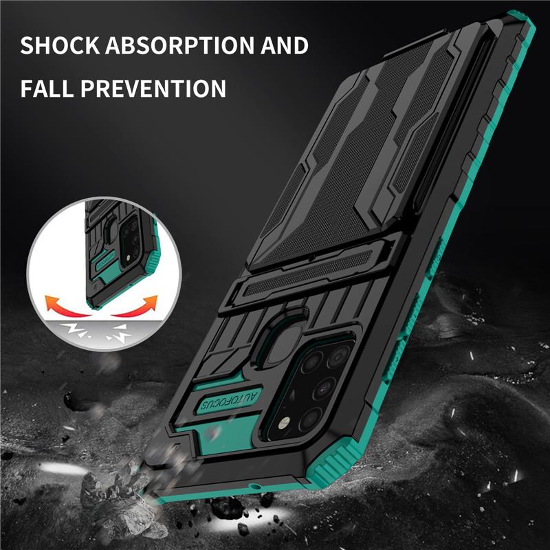 For Samsung Galaxy A31 A51 Case Luxury Heavy Duty Kickstand Card Slot Armor Case For Galaxy A10s A20s A21s Back Cover
