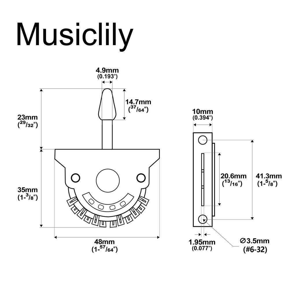 Musiclily Pro 3-Way Lever Switch, 4-Pin, 3-Contact Pickup Selector for Strat/Telecaster Electric Guitars