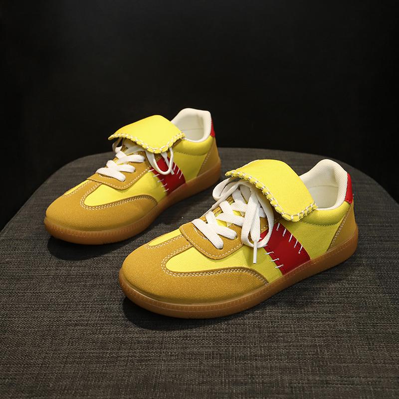 Модные женские повседневные кроссовки с цветными блоками и шнуровкой, весна-осень, с круглым носком, спортивная повседневная обувь в корейском стиле