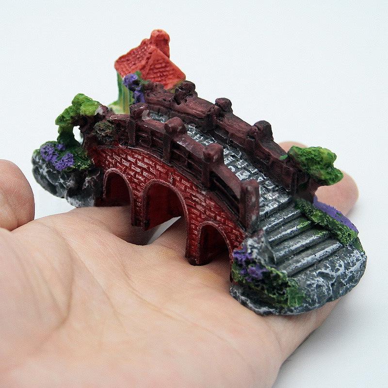 Aquarium Decor: Artificial Mountain & Bridge for Goldfish Tank