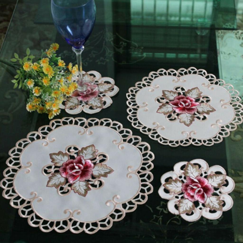 Dining Table Place Mat Kitchen Embroidered Floral Lace Doily Placemat Home Decor