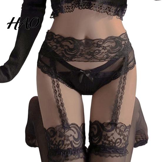 Female Stocking Women Pantyhose Solid Color Lace See Through Net Sexy Yarn Thigh High One-Piece Fashion Accessory