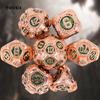 7 Pcs Orange Green Gear Wheel Metal Dice Solid Metal Polyhedral Dice Set Suitable for Role-Playing RPG  Board Game Card Game