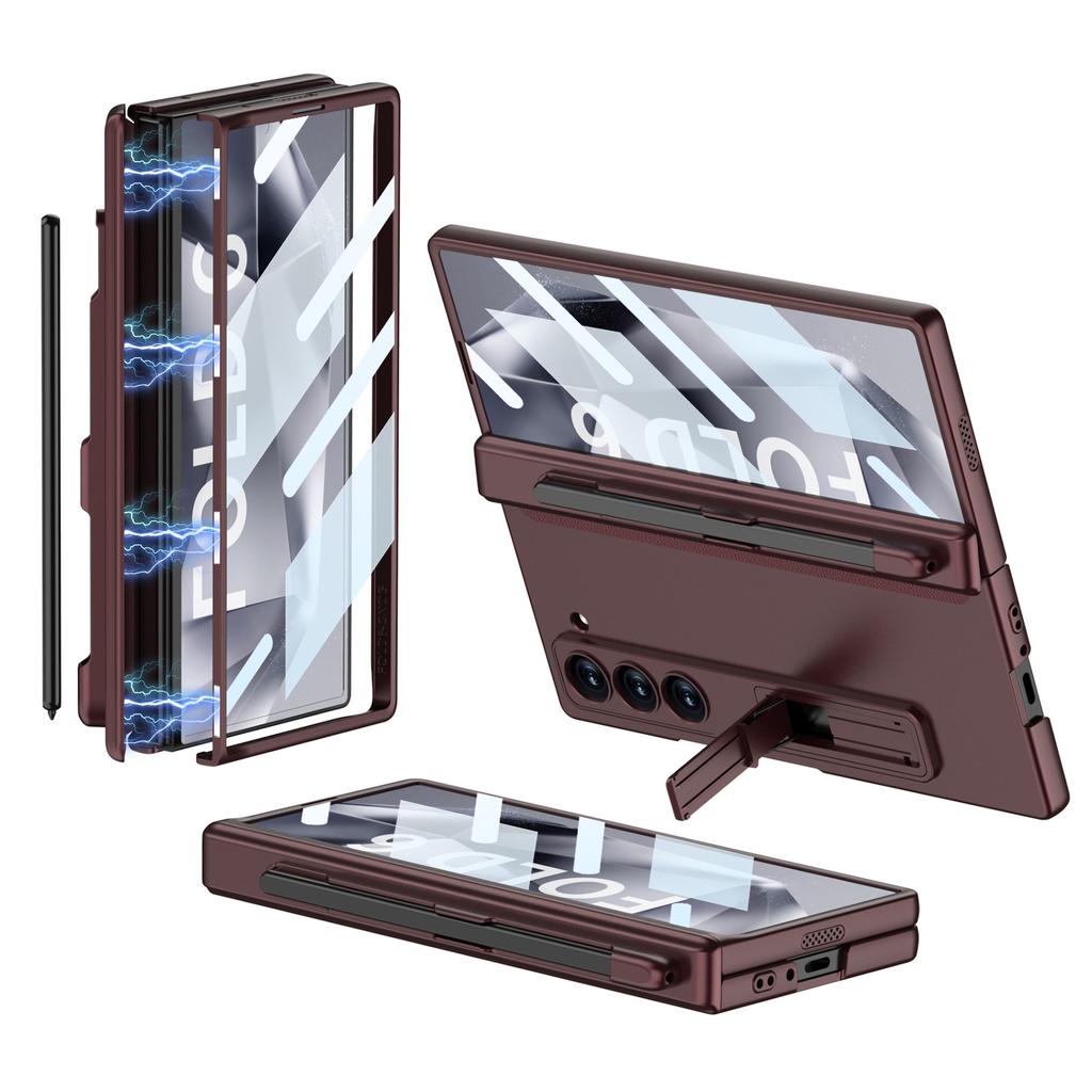 Чехол для телефона Samsung Z FOLD6 со слотом для стилуса FOLD6 Чехол-книжка с шарниром Твердый чехол Защитная пленка из стекла против подглядывания Защитный чехол FOLD6