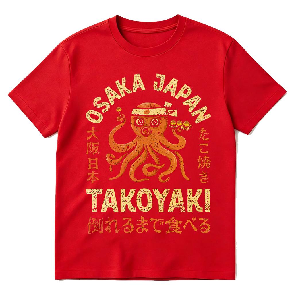 Osaka Dotonbori Drunken Octopus Takoyaki Funny T Shirts Unisex Unisex Retro Japanese Style Oversized Cotton TShirts Tops Streetwear