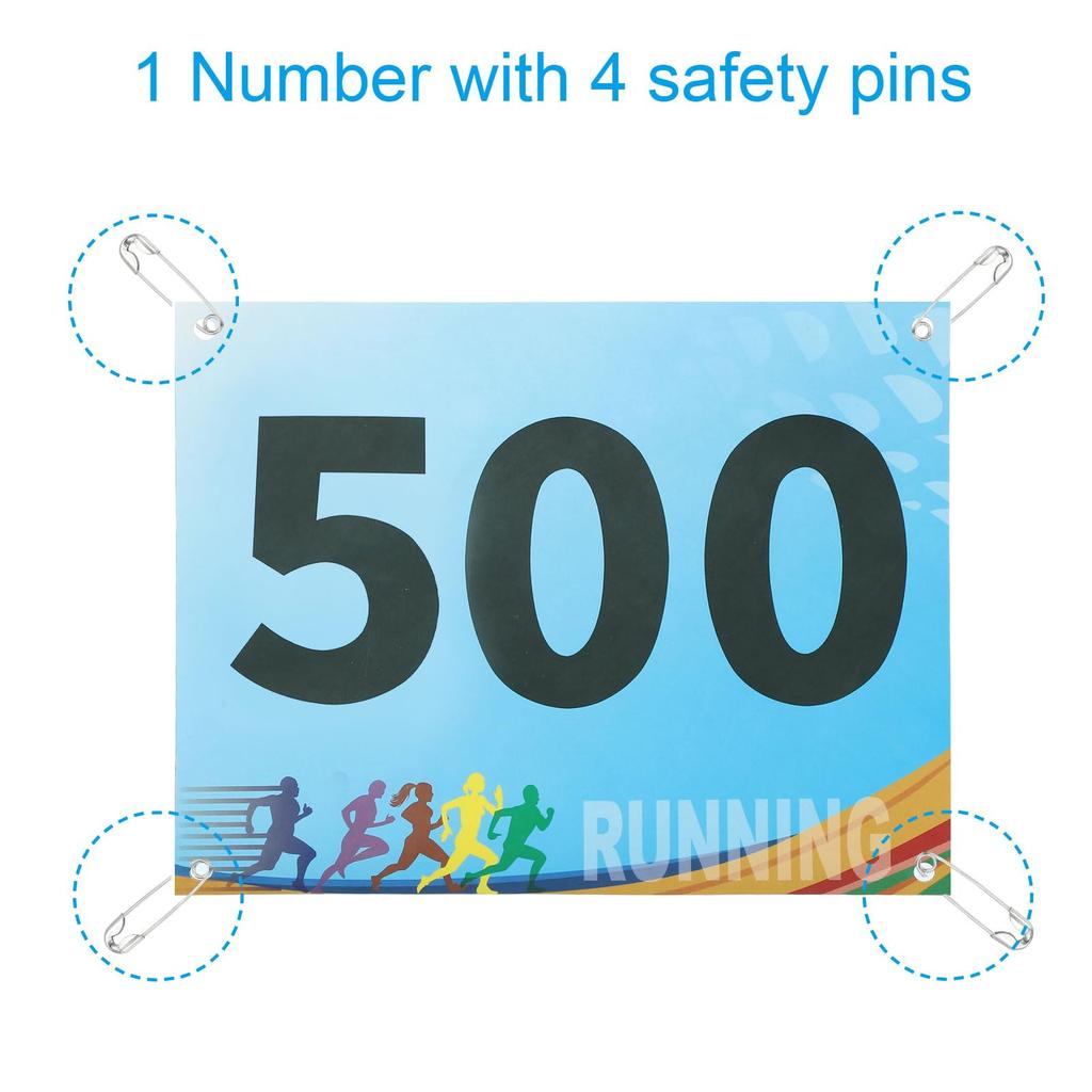 PATIKIL Running Bib Race Competitor Numbers with Safety Pins for and Competitive Multicolor Tear-Resistant Numbers, 7x6", 1-500 Marathons, Sports,