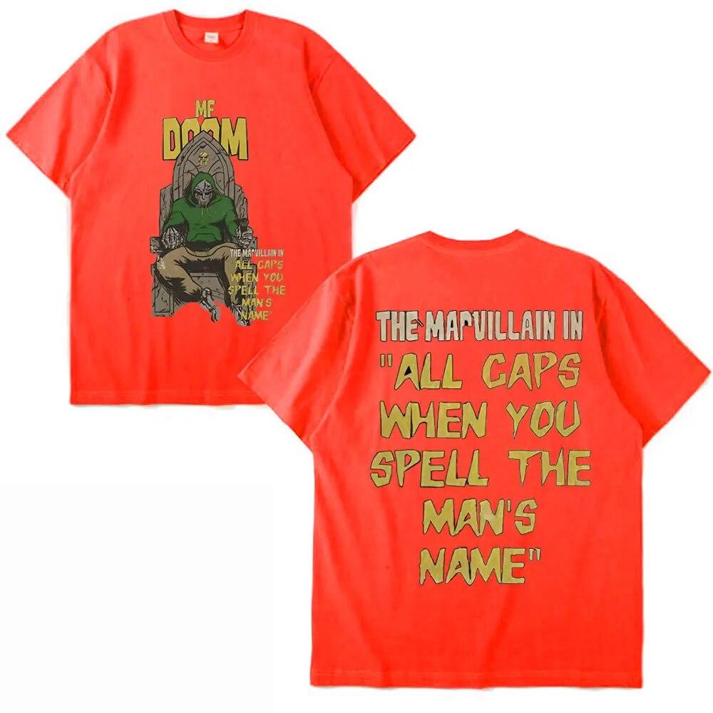 Винтажная рубашка Mf Doom, женская футболка унисекс Mf Doom Merch, рэперская футболка с двусторонним принтом, большие уличные футболки, одежда унисекс