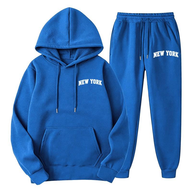 Mens Tracksuit Hooded Zip Sweatshirt Set Casual Sportswear 2 Piece Outfit