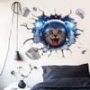 Hole View Cat Dog 3D Wall Sticker Bathroom Toilet Kids Room Decoration Wall Decals Sticker 1 Pc