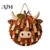 Seasonal Handmade Wall Hanging Highland Cow Pumpkin Patchwork Kit, Fabric Autumn DIY Sewing Project Craft Kit for Beginners, Home Farmhouse Decoration