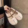 Туфли на плоской подошве с мехом для женщин с круглым носком, повседневные женские мокасины на осень, платье, мокасины с пряжкой, балетки, мокасины без застежек