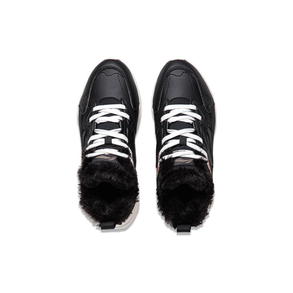 Li-Ning Кроссовки Defender Non-Slip Wear-Resistant Warm Mid-Top Running Shoes Women sneakers Black White AGLT128-1