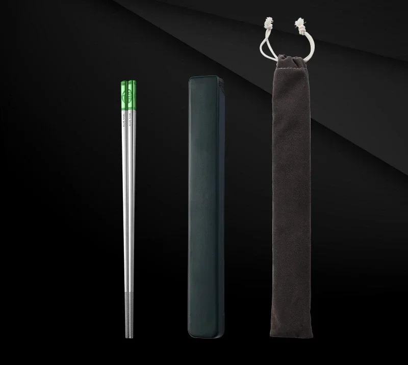 Палочки для еды из нержавеющей стали, металлические, бытовые, обеденные, столовые приборы, дорожные, стерилизуются при высокой температуре, нескользящие, с ящиком для хранения