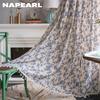 1PC NAPEARL Fashionable Retro Floral Cotton Linen Printed Tassel Semi Blackout Curtains for Small Windows Balcony