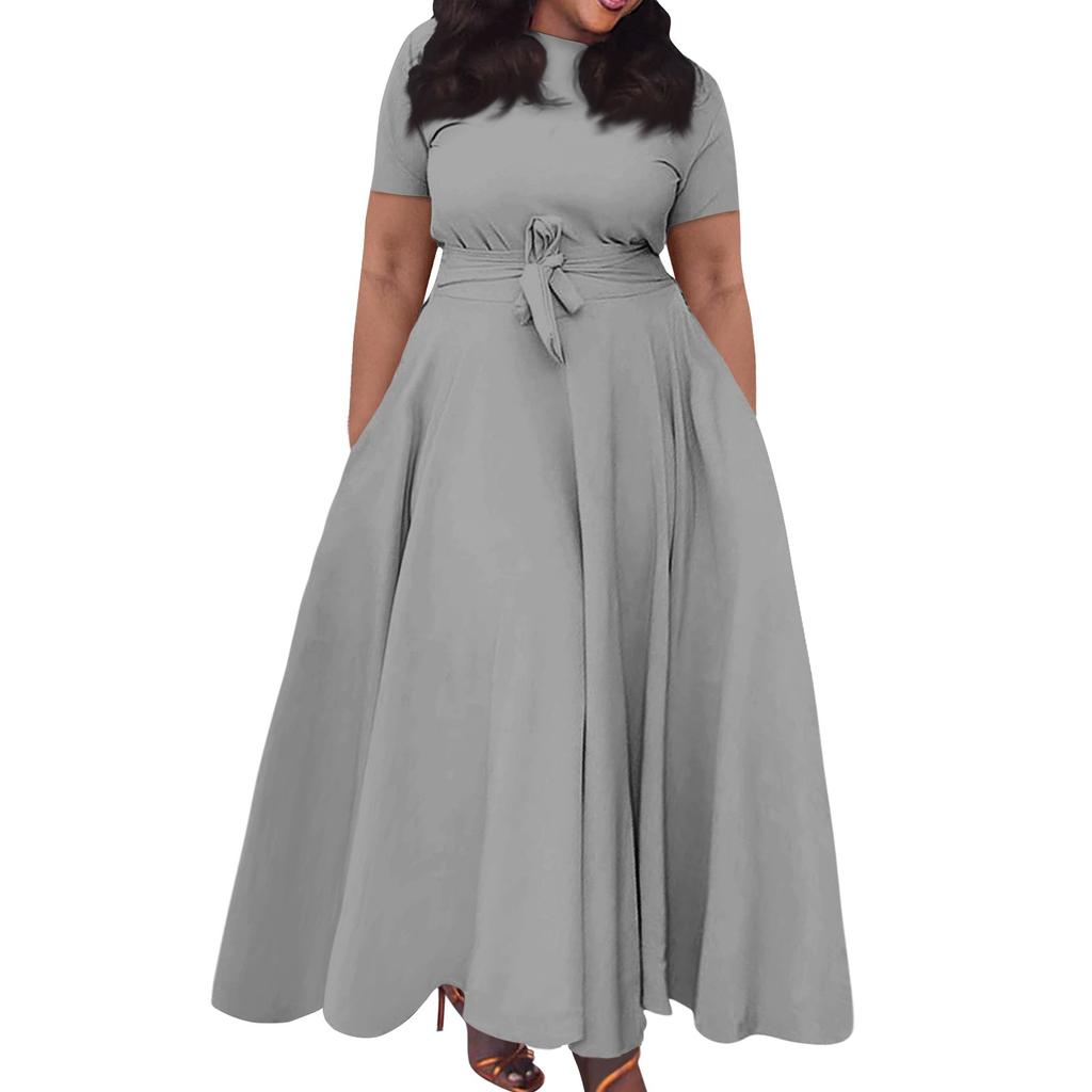 Женское повседневное модное свободное платье большого размера с круглым вырезом и короткими рукавами на бретелях