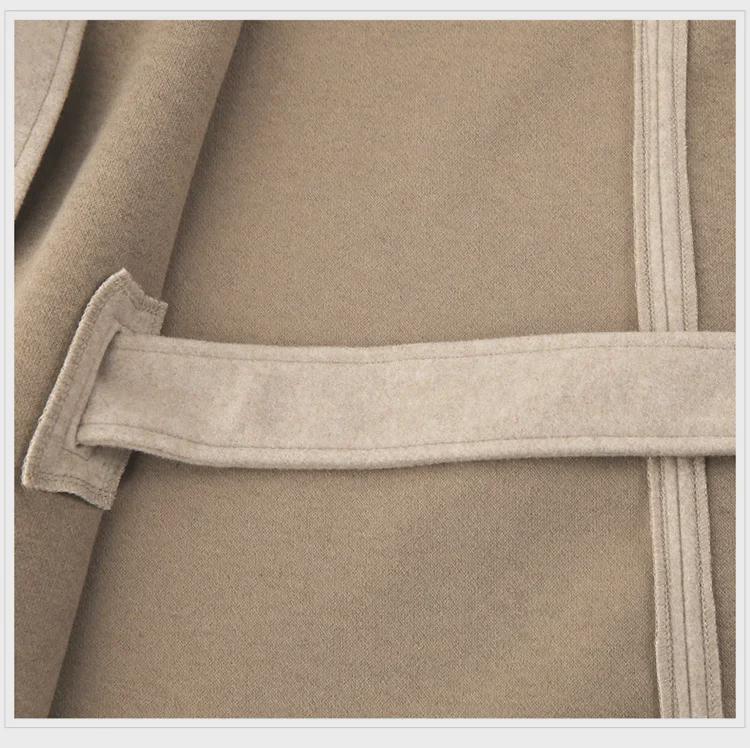 Women's Mid-Length Wool Cape Coat - Thick, Loose, Lace-Up Shawl for Winter