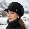Женская теплая вязаная зимняя шапка Теплая шапка с подкладкой из флиса и защитой ушей с козырьком от солнца