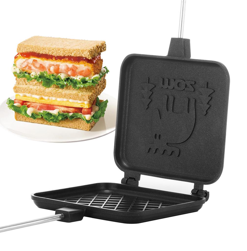Aoresac Panini Press Sandwich Maker /Grilled Panini Maker Pan with Handle/Stovetop Camping Sandwich