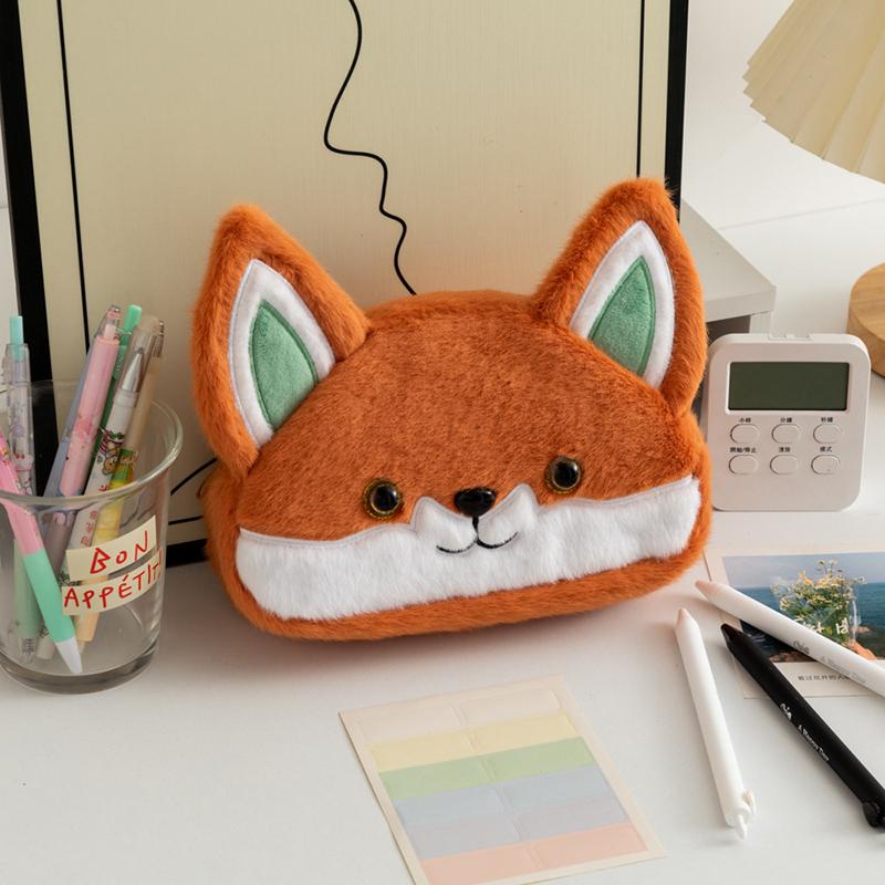 Большая вместимость Креативный пенал Fox мультфильм милый плюшевый канцелярский студенческий многофункциональный мешок для хранения забавный пенал