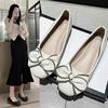 Bow Shallow Mouth Doudou Shoes Women's 2025 New Spring One-pedal Soft Sole Soft Leather with Skirt Single Shoes Ladyshoes