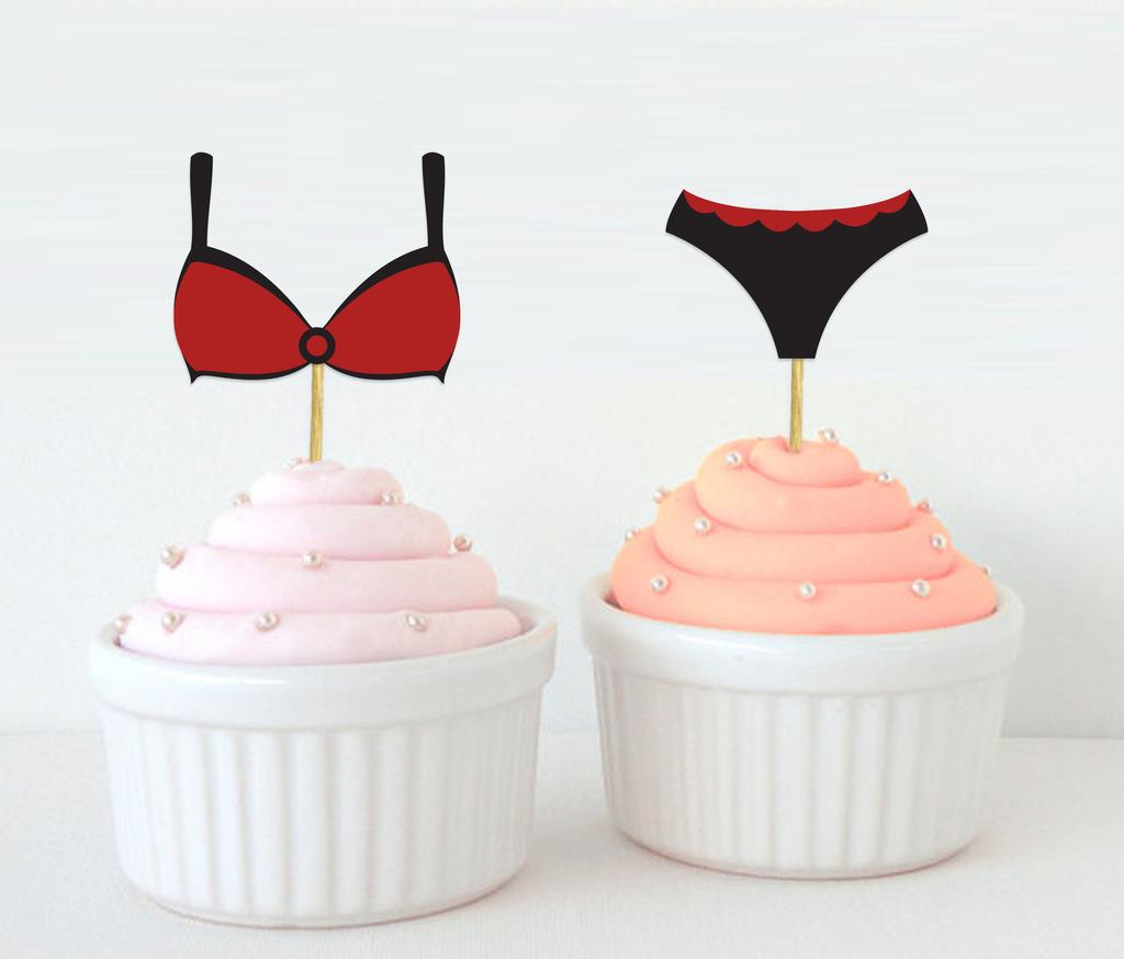 Darling Souvenir| Bachelorette Party Cupcake Toppers Glitter Bra Panty Cake Decoration Sports