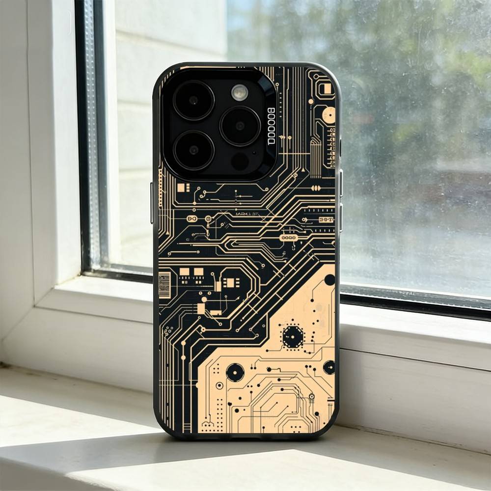Чехол для телефона с изображением печатной платы Circuit B для iPhone 17,16,15,14,13,12,11 Plus,Pro Max,XS,Красочный Серебристый Черный Чехол