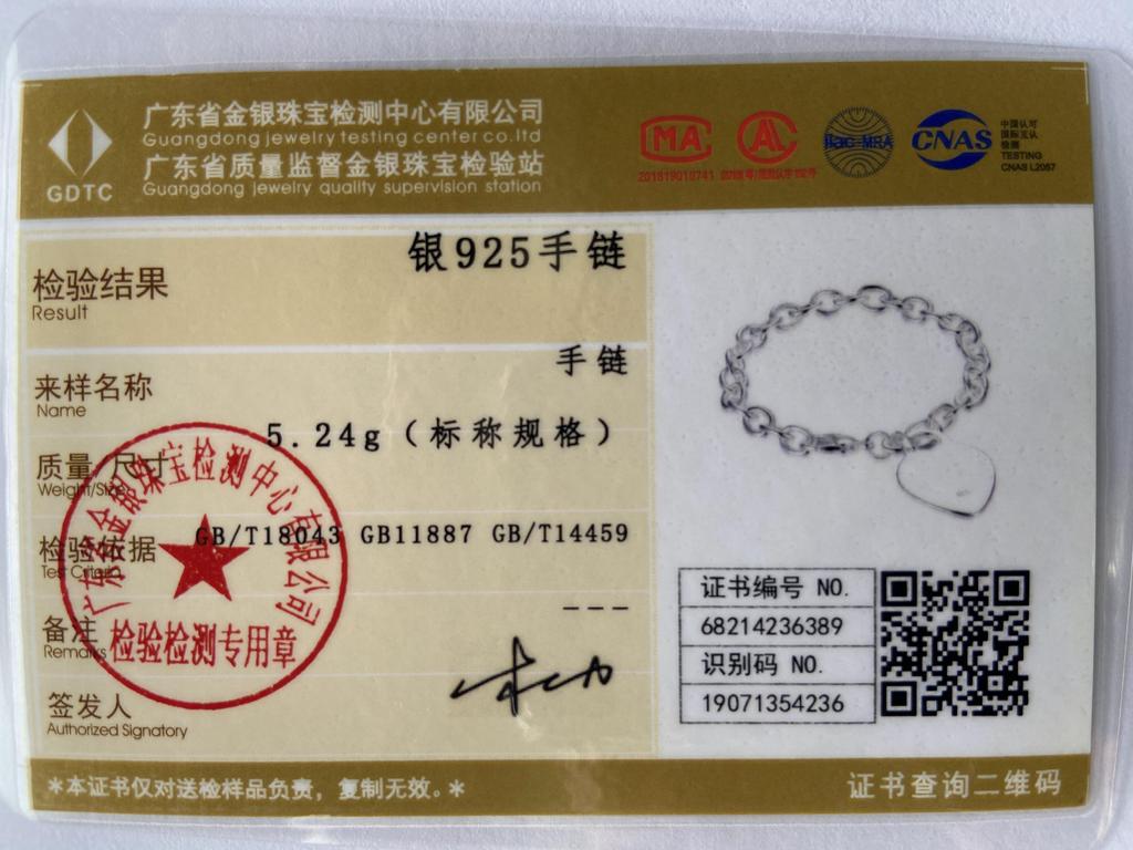 925 Sterling Silver Heart Pendant Bracelet Gift Wedding Jewelry