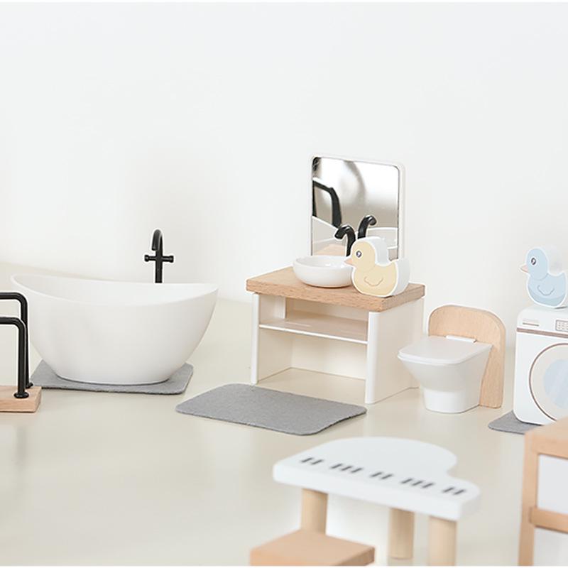 Миниатюрный кукольный кухонный набор: Имитация мебели и еды для детской игровой сцены