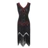 Retro Sequined Beaded Dress Front and Rear Deep V-neck Fashionable Fringed Dress, Popular Evening Dress