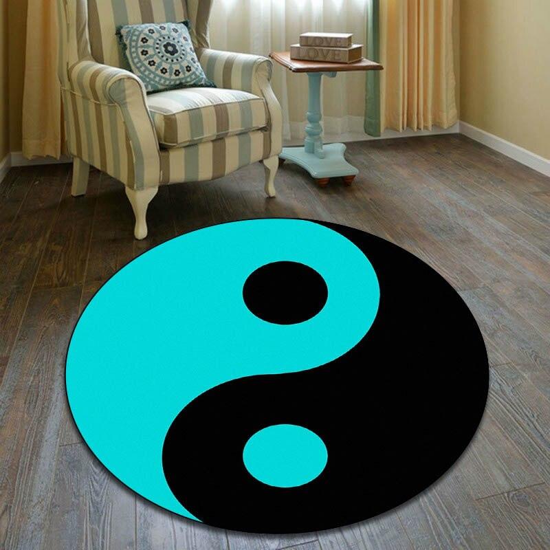 Modern Yin and Yang Round Carpet Gossip Round Carpet Living Room Bedroom Carpet Non-slip Carpet Photography Props Birthday Gift