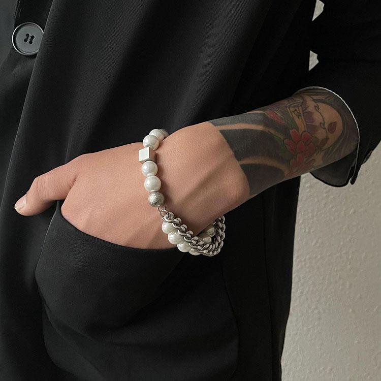 2026 Fashion Trending New Minimalist Men's Pearl Chain Bracelet Necklace Set