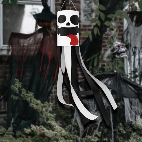 Hanging Door Decoration 39 Inch Halloween Windsock Flag, Cartoon Ghost Flag Windsock, Waterproof Decorative Wind Sock Ornament for Outdoor Garden Yard