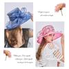 Vintage Organza Wide Brim Hat For Women  Church Dress Bridal Wedding Hat Floral Mesh Sun Hat Party Beach Caps