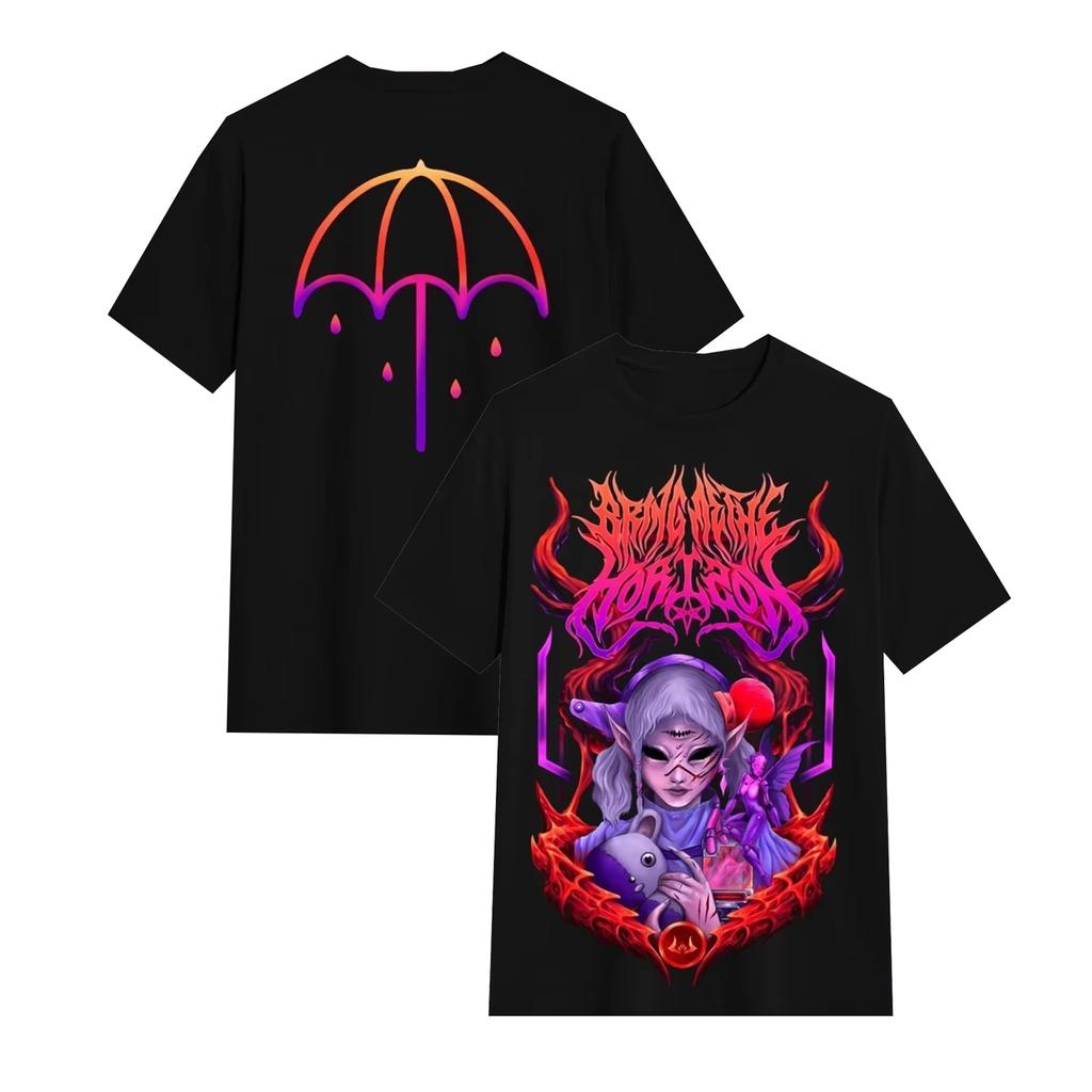 2026 Summer Fashion Trendy Tee Bring Me The Horizon Black Metal Casual T-Shirt Men's and Women's Band Top Loose Cozy and Versatile