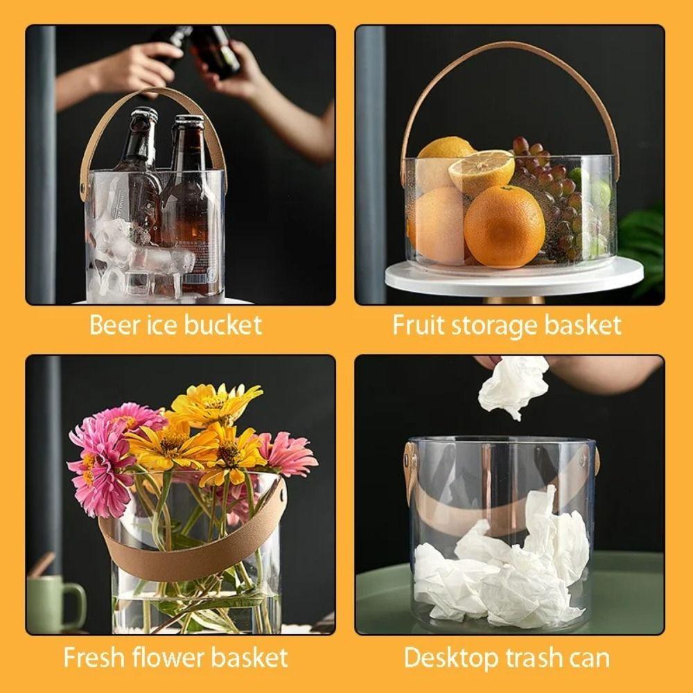 Прозрачное ведро для хранения, многофункциональное ведро для фруктов и льда, модные ленивые цветочные горшки