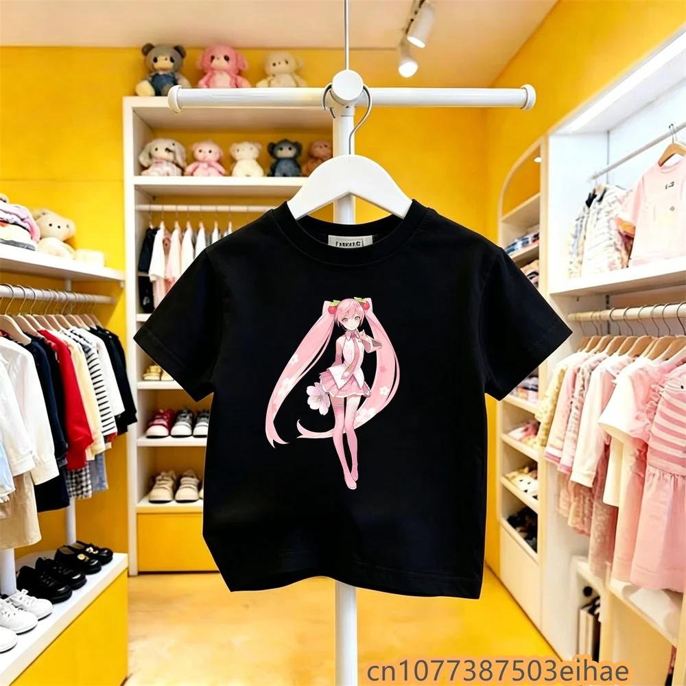 Hatsune Miku Future MIKU Line Classic Printed Pure Cotton Short Sleeve Casual Unisex Clothing New Design For Boys Girls Campus