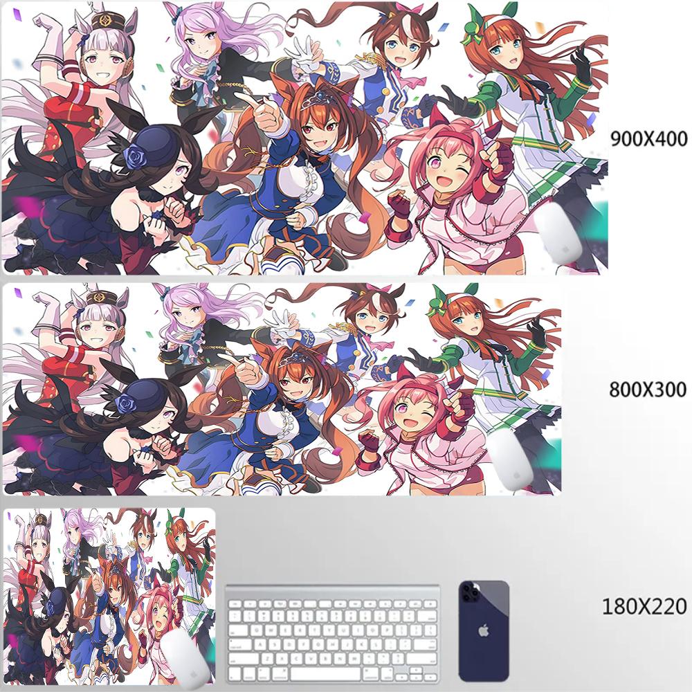 Игровой коврик для мыши Аниме Umamusume Pretty Derby, настольный коврик Tokai Teio 900x400 мм, игровые аксессуары, XXL, милый коврик для мыши, коврики для клавиатуры