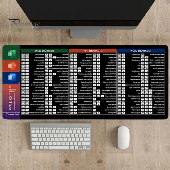 30x80 см большой компьютерный коврик для мыши портативный водонепроницаемый офисный Power Point Excel Word сочетания клавиш настольный коврик нескользящий резиновый настольный коврик для мыши ПК