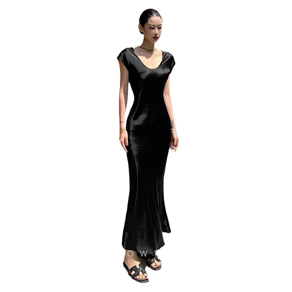 Elegant Fishtail Satin Dress: 2025 Summer Style