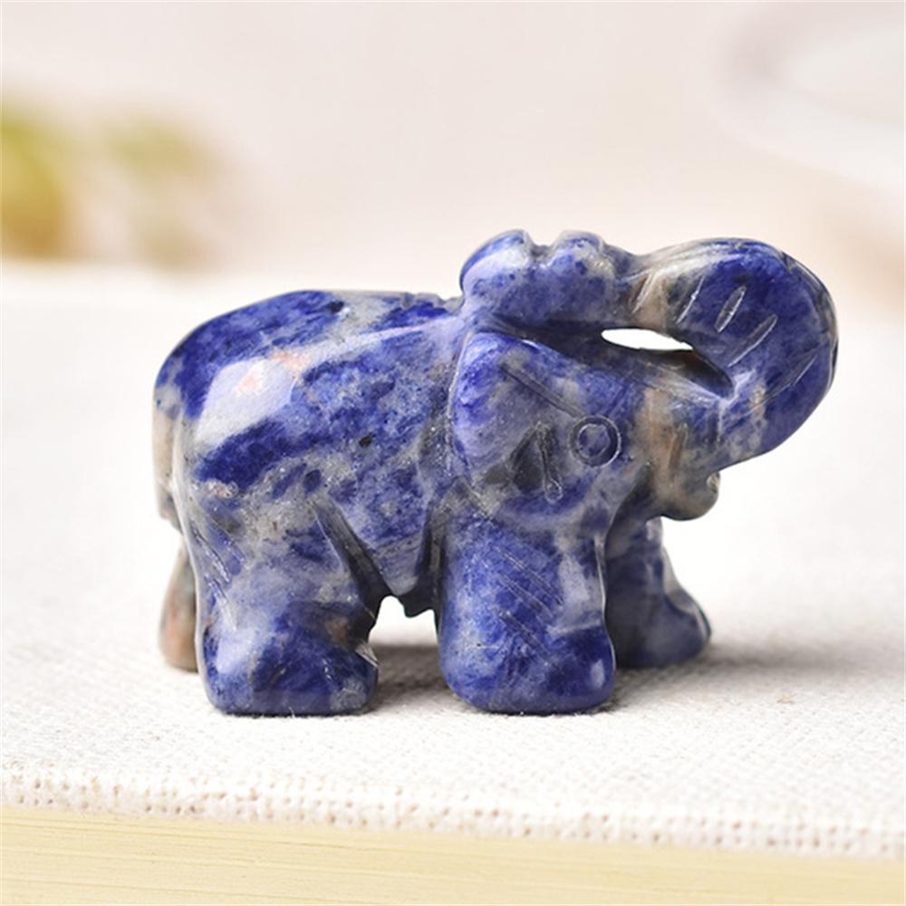 Handmade Carved Tangling Jade Elephant Gemstone Natural Crystal Figurine Good Luck Ornaments