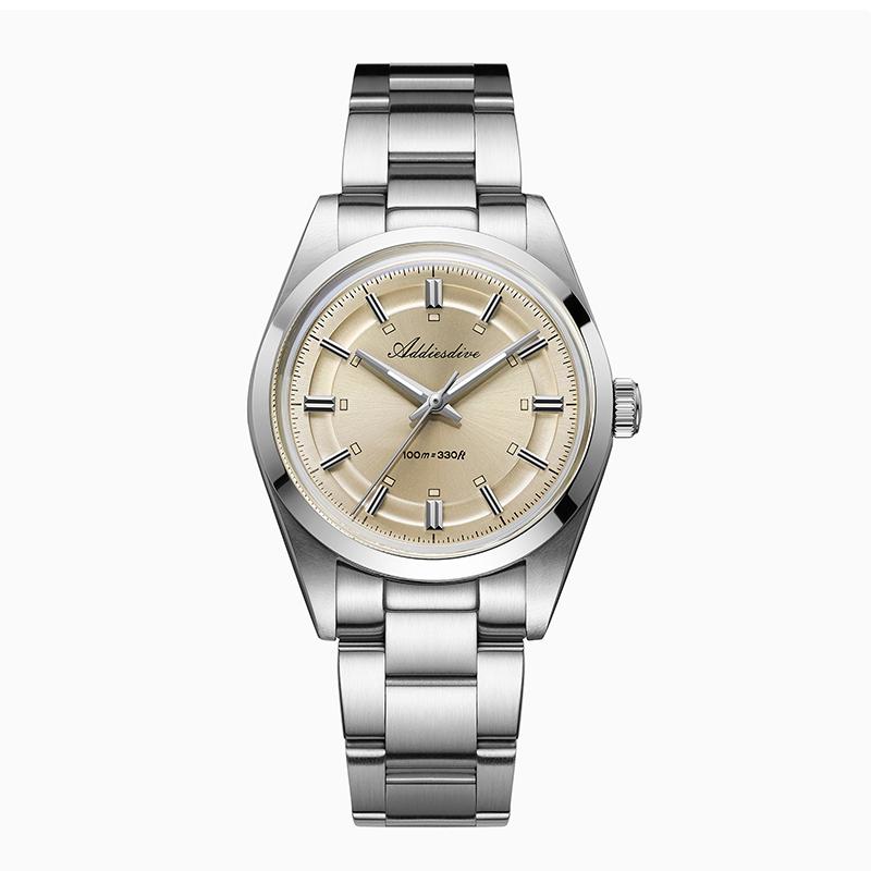 ADDIESDIVE Watch For Men 36mm Quartz Dome Glass BGW9 Luminous Diving 100m Waterproof Stainless Steel VH31 Wristwatch New AD2515