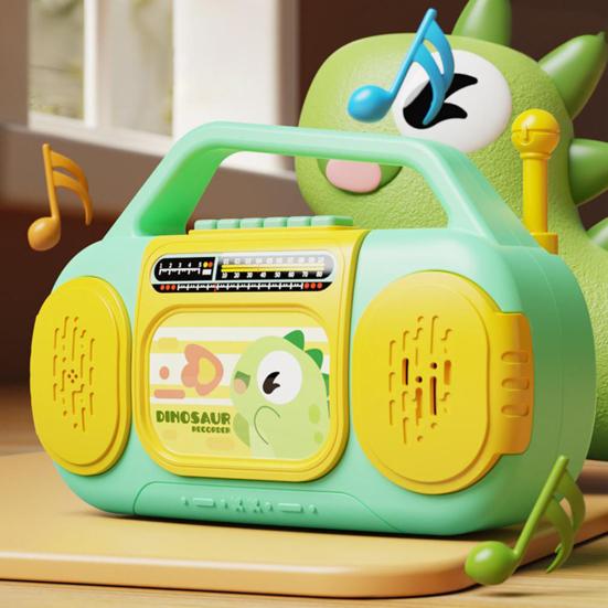 Детская многофункциональная радиоигрушка с музыкой, светом, записью, 6 английских песен, для малышей, мальчиков, девочек, мультяшное радио в виде жирафа и динозавра, развивающая игрушка